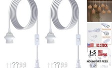 2 Pack Hanging Light Cord, 16FT E26 Plug in Pendant Light Cord with ONOFF