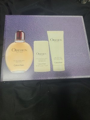 Calvin Klein Obsession for Men 3pc Gift Set - 4.2oz EDT+2.6oz Deo+3.3oz A/s Balm