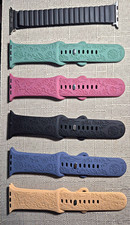Lot of 6 Floral Engraved Silicone Straps for Apple Watch, Assorted Colors