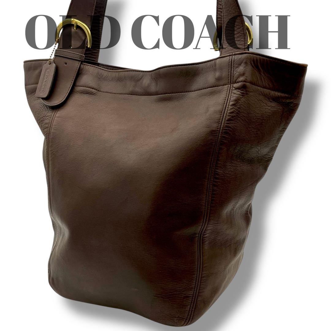 Vintage COACH Dark Brown Leather Shoulder Bag Large Unisex 4082 A4 Logo 9270
