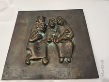Płyta z brązu Egino Weinert Adoracja Św. 3 Królów u Maryi z Dzieciątkiem 25x25cm
