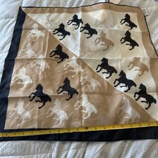 VTG Nasharr Freres Scarf 100 Polyester Japan 22 X 22" Square Horse Pattern