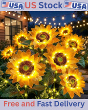 Solar Flowers Outdoor Waterproof: 3 Pack 9 Silk Sunflower Solar Lights with 800M