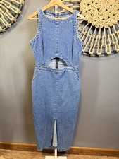 ASOS Design Women’s Maxi Denim Body Con Dress Size US8 UK12 Front Slit keyhole