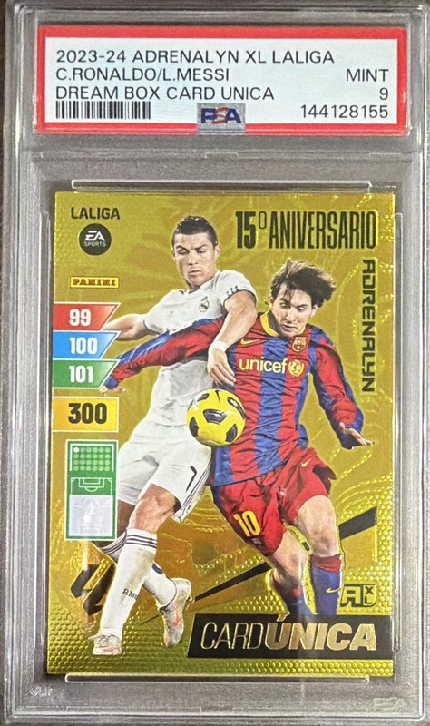 Panini 2023-24 Adrenalyn XL La Liga Ronaldo/Messi Card Unica #4 PSA 9
