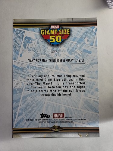 2024 Topps Chrome Marvel Giant-Size Man -Thing #3 Box Topper (5x7) Top loader - Picture 2 of 2