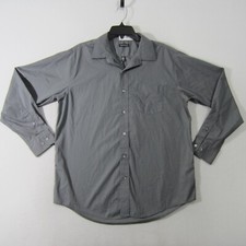 George Shirt Mens Large Gray Button Up Long Sleeve Pocket Casual Men 1760