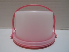 NEW TUPPERWARE CHILDRENS MINI CAKE TAKER PINK/SHEER 6" X 3.5" TUPPERTOYS