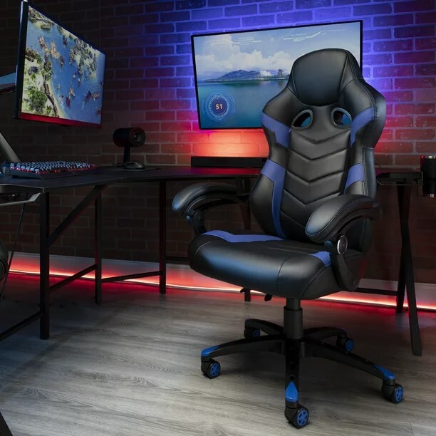 RESPAWN Ergonomic Lumbar Support Swivel Gaming Chair, Blue