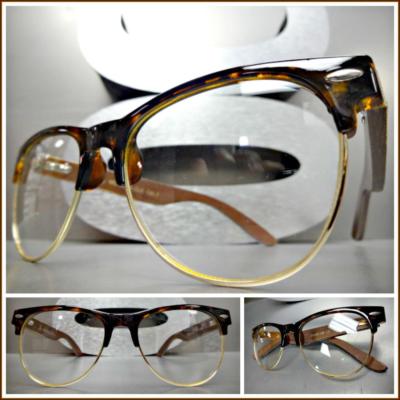 Men's CLASSIC VINTAGE Style Clear Lens EYE GLASSES Round Tortoise & Gold Frame e