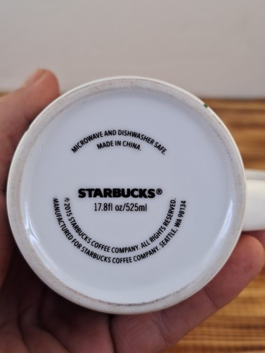 2015 Starbucks Holiday White Coffee Mug/Cup Green Christmas Trees 17.8 fl oz - Picture 7 of 9