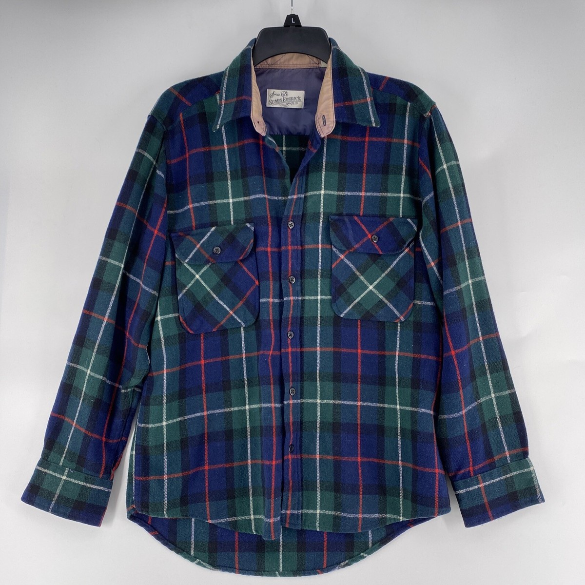 好配色◎ 60s Sears Vintage Flannel Shirt vtg sears roebuck and co flannel shirt 1960s medium | eBay