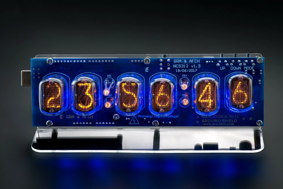 Nixie Tube Clock IN-12 Arduino Shield NCS312 on Acrylic Stand [without Arduino] - Image 3 of 4