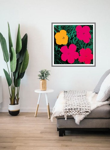 ANDY WARHOL Flowers 1964 Orange Red Red Red Litho Print 35-1/4 x 35-1/2 - Picture 2 of 2