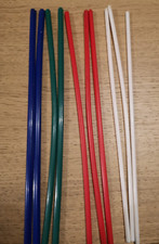 12" [300mm] Long PVC Wallplug Sticks - 10 Assorted White Red Green Blue