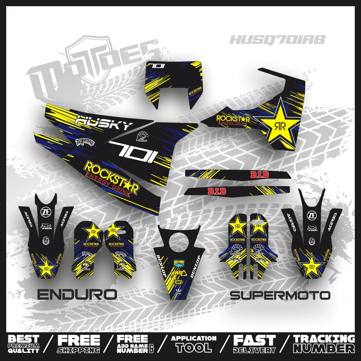 FIT : HUSQVARNA 701 2016-2024 SUPERMOTO CUSTOM DECAL GRAPHIC