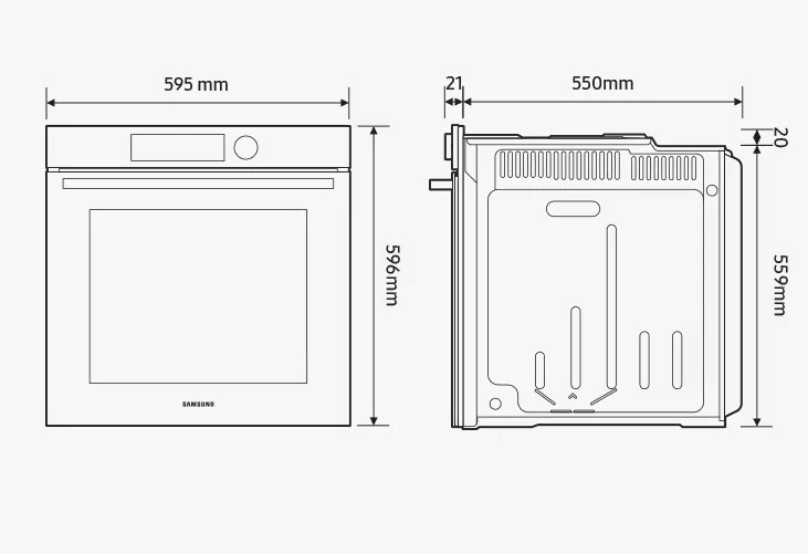 Samsung NV7B6695ADK/U1 Dual Cook™ Einbaubackofen, 76 ℓ, Pyrolyse, Schwarzglas A+ - Bild 3 von 4