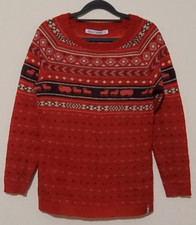 Woolrich Womens Sweater Size XS Red Fair Isle Lightweight Wool Blend Sheep