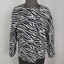 Chico's Women's Jacket Blazer Zip Up ZEBRA print Size 0 XS / 4 73 Cotton