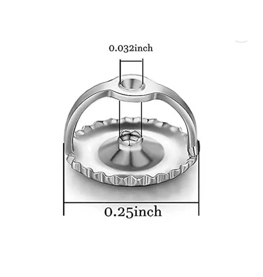 Repuesto Oro Blanco 14k 1 Par Tornillo Trasero para Aretes Espaldas de Alta Calidad Foto 2 de 4