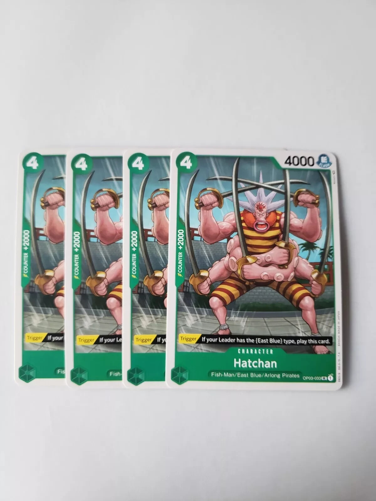 4x Playset NM/M Hatchan OP03-033 One Piece Card Game English TCG