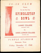 1948 12/17 Spindletop bowl football program Lamar college vs Hinds Junior Colleg