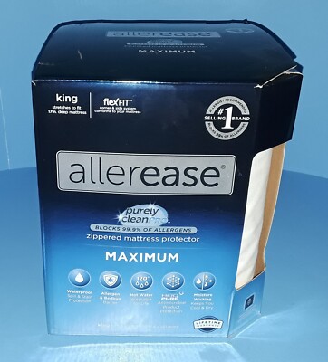 ALLEREASE MAXIMUM Zippered Mattress Protector (KING SIZE) Blocks 99.9% Allergens
