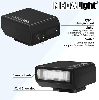 Medalight F1S Mini Camera Flash Light Speedlite Ricoh GR3 GR3X Canon Nikon Sony