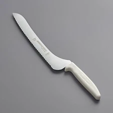 Dexter-Russel Sani-Safe 9" White Handle Scalloped Offset Bread & Sandwich Knife