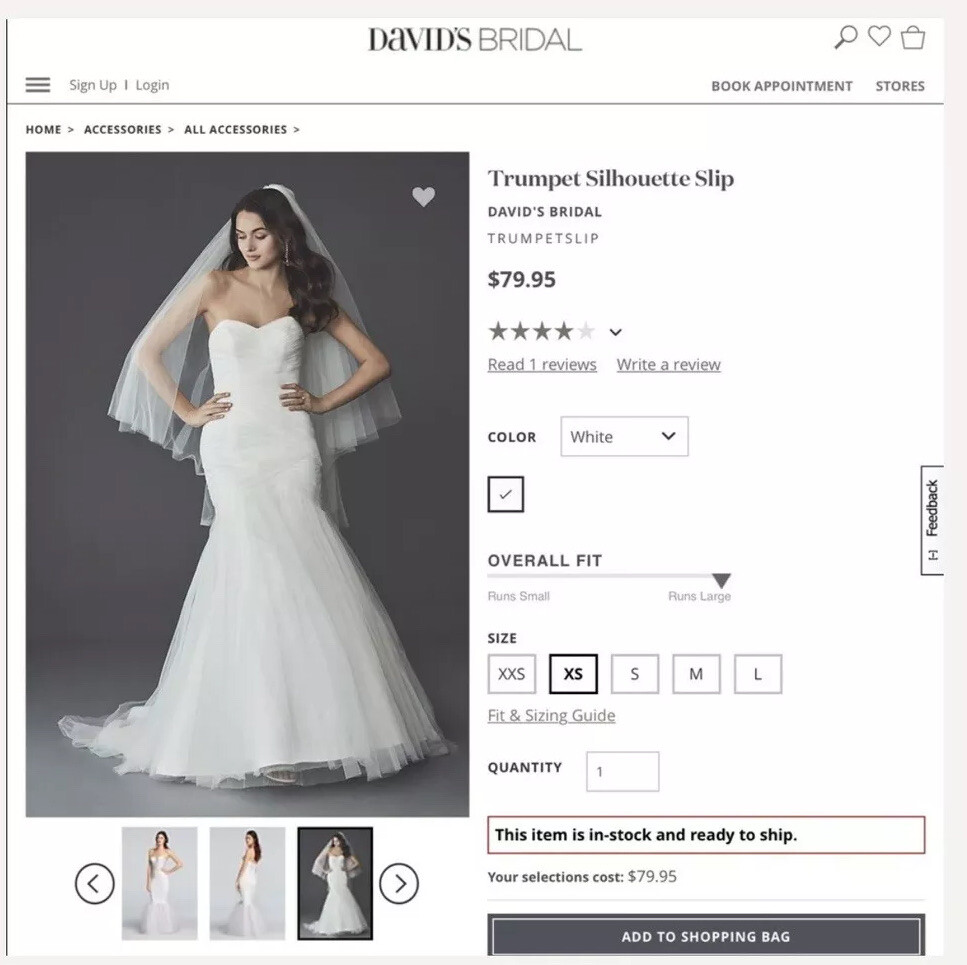 David’s Bridal Trumpet Silhouette Slip (XS)