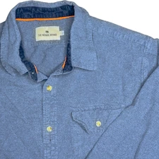 The Normal Brand Men's Large Button Up Flannel Chamois Long Sleeve Shirt Blue