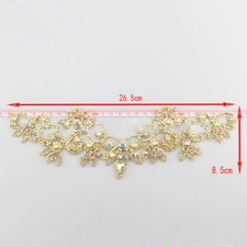 1X Strass Applikation Flicken Hochzeit Braut Schärpe Gürtel Kragen Kristall Rand