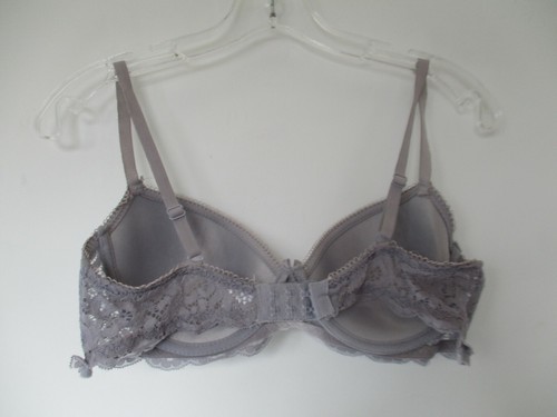Rampage Intimates Women's Size 34 B Solid Gray Underwire Bra with Lace - Picture 10 of 12