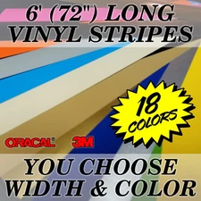 72" SOLID Vinyl Racing Stripe Decals Stickers *20 COLORS* Rally Stripes Car