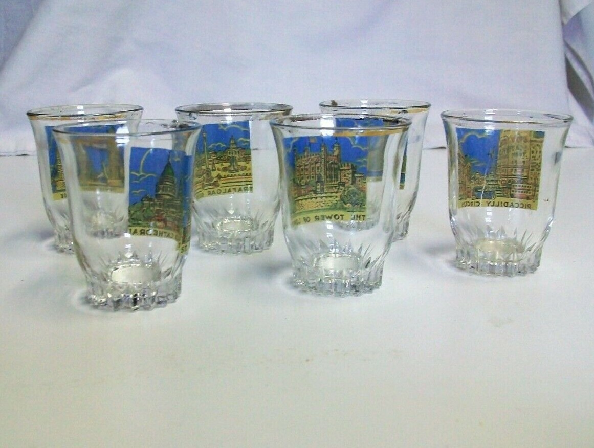Vintage Scenes of London Shot Glasses Set of 6 eBay