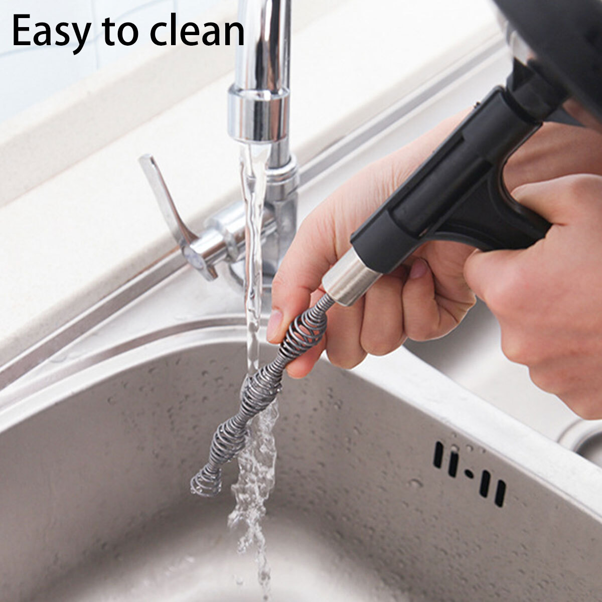 DRAIN UNBLOCKER 2M LONG CLEANER WASTE PIPE KITCHEN PLUNGER SINK