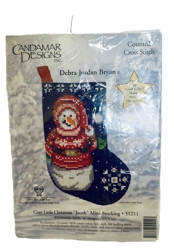 2000 Candamar Designs Cross Stitch New 51211 Cozy Christmas Mini Stocking Kit - Picture 2 of 5