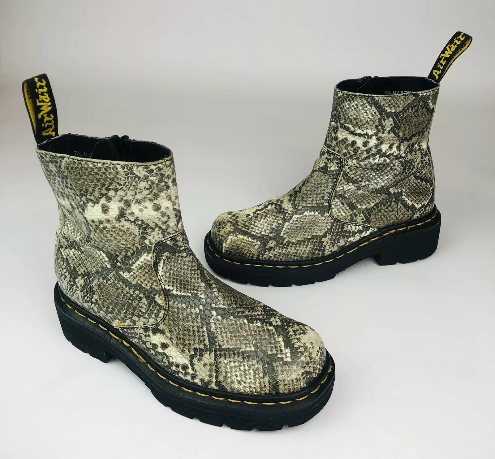 Dr Martens Snake Skin Leather Zip Boots Air Wair With Bouncing Soles 9490  Size 5 | eBay