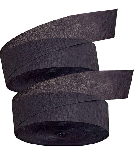 TWO Crepe Paper Streamers Party Jumbo Rolls Jet Black 1000' Decoration NEW