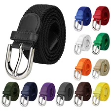 Falari Men Women Canvas Elastic Fabric Woven Casual Stretch Braided Belt