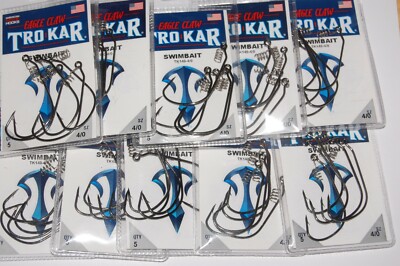 10 packs eagle claw tro kar trokar swimbait 4/0 tk140-4/0 bass frog hook too