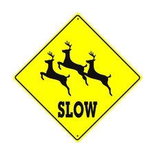 Slow Deer Crossing Symbol Animal Xing Road Novelty Aluminum Metal Sign 12x12