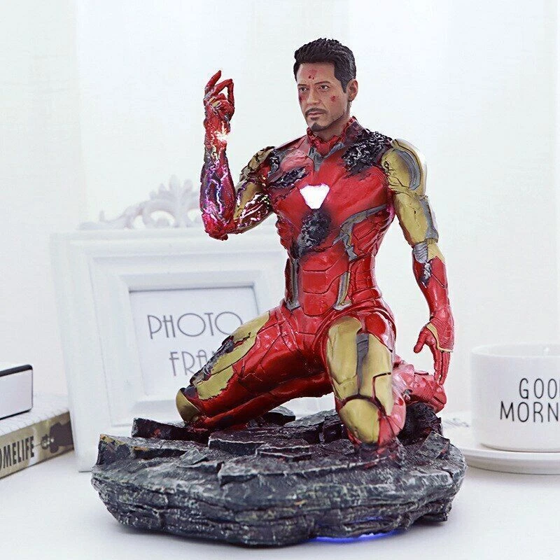 Marvel Endgame Tony Stark Iron Man Mark85 Finger Snap Lights estatua figura 24 cm Foto 4 de 4