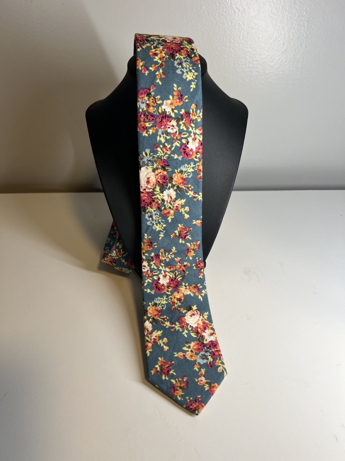 Barry Beaux Mens Neck Tie Skinny Floral 100% Cotton 2.75