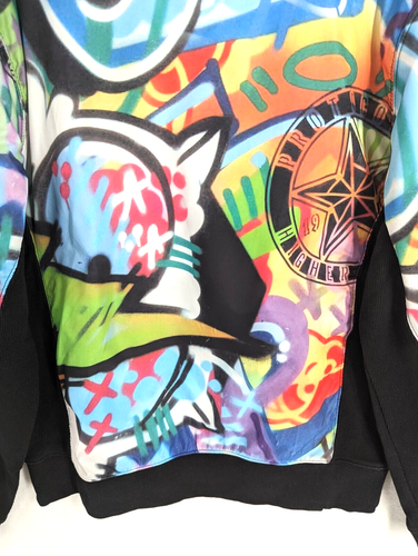 Protocol Higher Ground mens large graffiti graphic black French terry sweatshirt - Picture 3 of 15