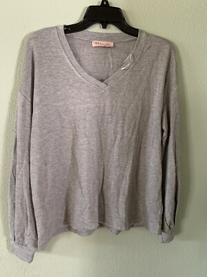 Philosophy women's   Shirt Top Long  Sleeve V Neck Gray size M
