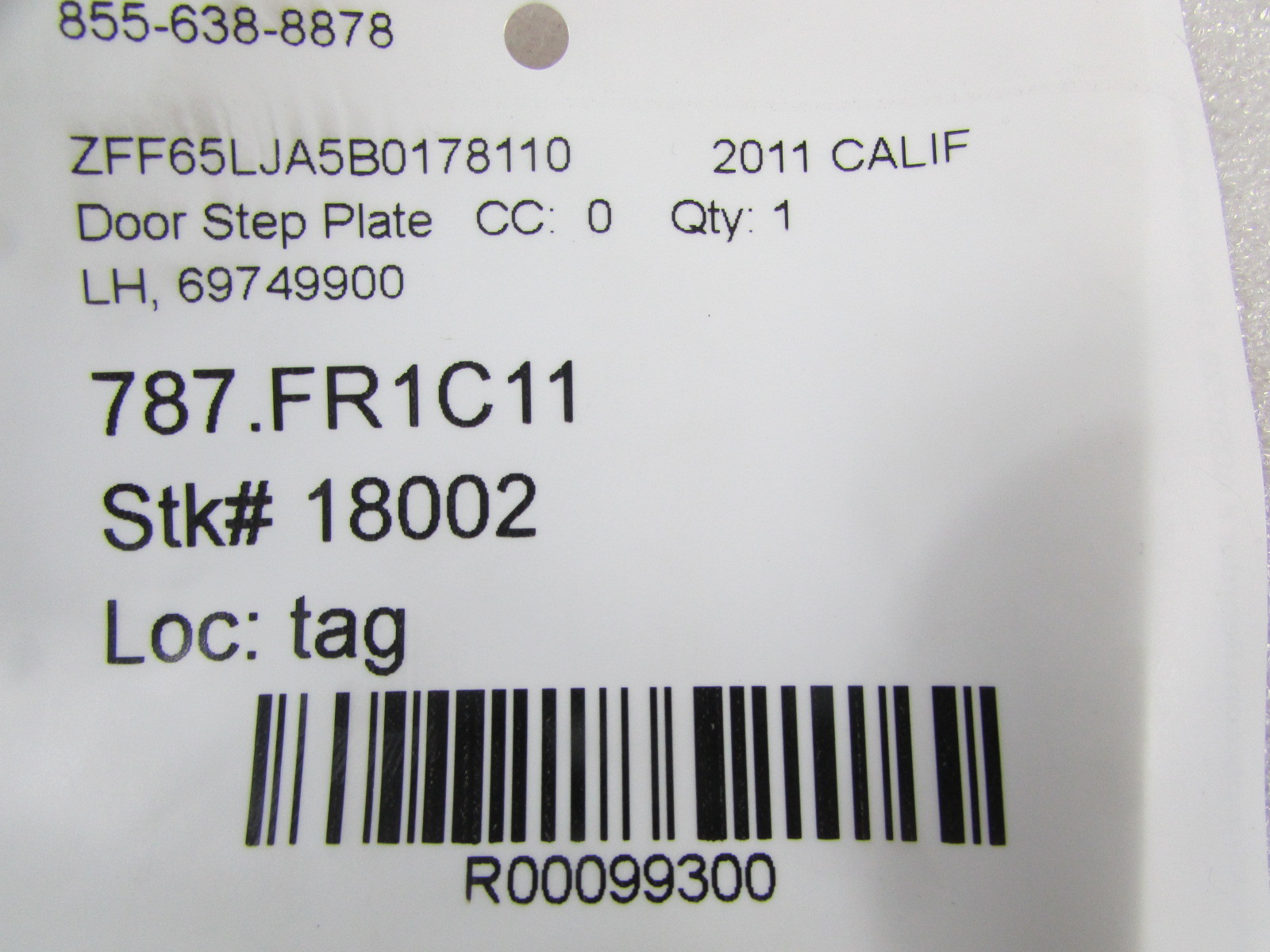 Ferrari California, LH, Left Door Step Plate, Used P/N 69749900