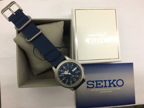 NEW SEIKO 5 SNK807K2 AUTOMATIC military WATCH (CAL.7S26C) BLUE face nylon  strap 695256426102 | eBay