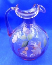FENTON HAND PAINTED  SIGNED LAVENDER PITCHER/VASE NO CHIPS, OR PROBLEMS