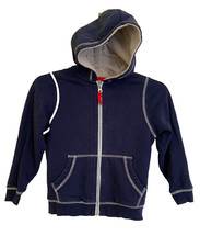 HANNA ANDERSSON Kids Unisex Sz 110 5 Sherpa Lined Sweatshirt Zip Hoodie-Navy